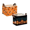 thumbnail image 1 of Halloween Storage Gift Basket Spider & Bat Pattern Canvas Storage Bins With Handles Rectangle Storage Organizer Cubes For Living Bedroom Home(Orange E+Black D), 1 of 8