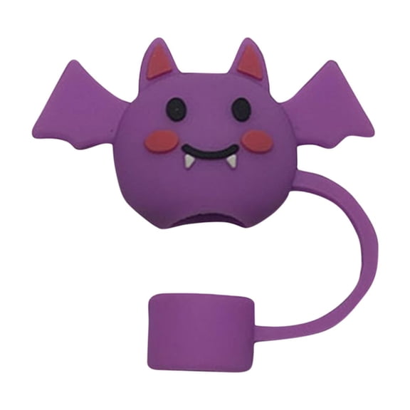 Halloween Straw Cover Cap Silicone Reusable Dust Proof Straw Topper 10mm for 0.4 Inch Straws Pumpkin Cat Shape 4 Pack