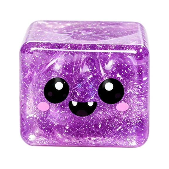 Halloween Stress Relief Squeeze Cubes Sensory Fidget Squishies - Slow Rising Squishy Pumpkin Ghost Eyeball Party Favors Desk Decompression Accessories Soft TPR Glitter Cubes Silver