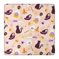 thumbnail image 1 of Halloween Stretch Tablecloth 36x36 Square - Elastic Border Washable Cover with Festive Pumpkin and Ghost Design for Holiday Use, 1 of 6