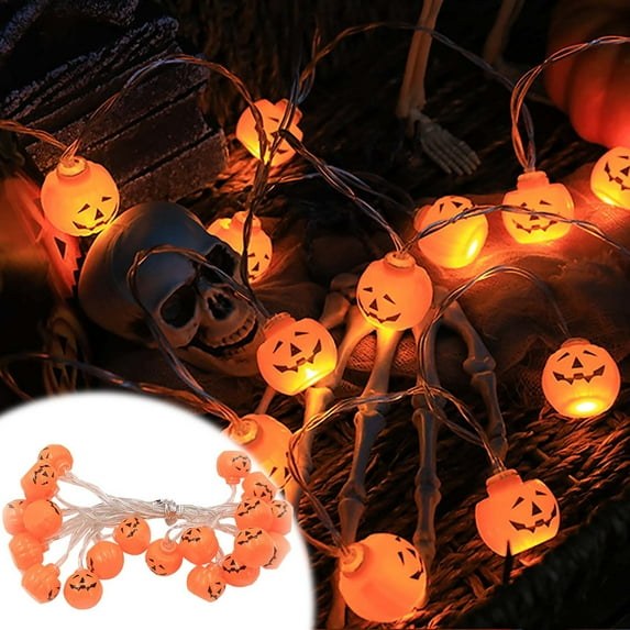 Halloween String Lights, 10 LED Pumpkin Decor Lights 4.9 FT with IP42 Waterproof Battery-Powered for Indoor Outdoor Festival Party Decoration
