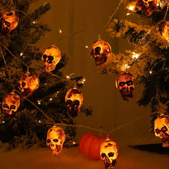 Halloween String Lights, 10FT 20LED Skull String Lights Halloween Decoration Light Battery Powered Halloween Lights Indoor Outdoor for Home Yard Patio Garden Bedroom Party Decor