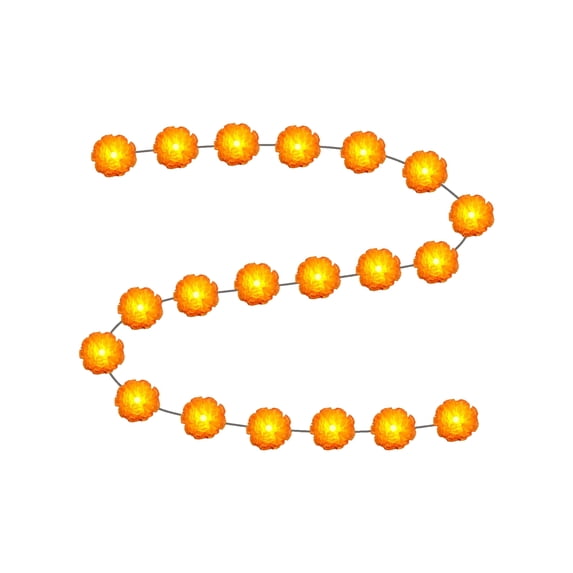 Halloween String Lights 120 Inch Orange Marigold Flower Battery Operated Led Lights for Indoor Outdoor Halloween Decorations Home Bedroom Window Party