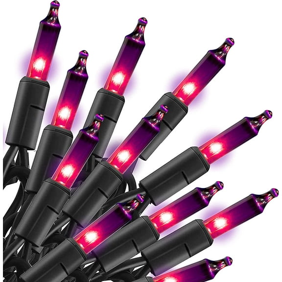 Halloween String Lights, 16FT 50 LED Mini String Lights with 8 Lighting Modes & Timer, Battery Operated Fairy Lights for Patio Xmas Tree Wedding Party Indoor Outdoor Decor (Purple)