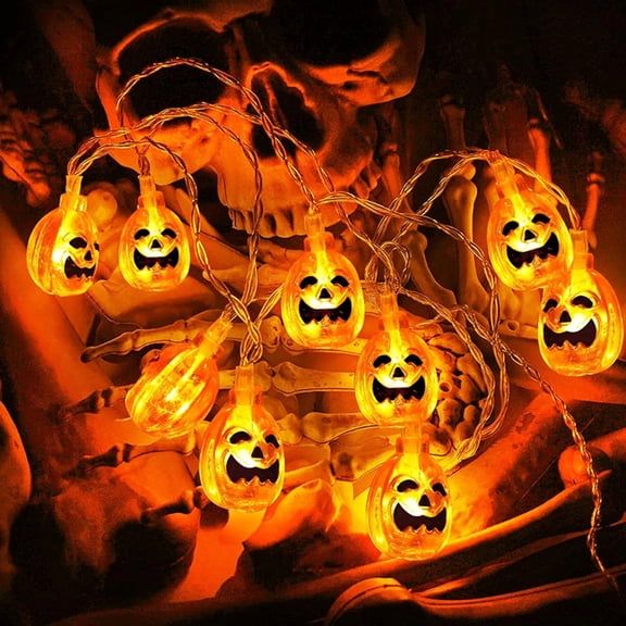 Halloween String Lights 3D Pumpkin LED Battery Operated Flexible Copper Wire Indoor Outdoor for Party Yard Halloween Decorations by MPOISVA