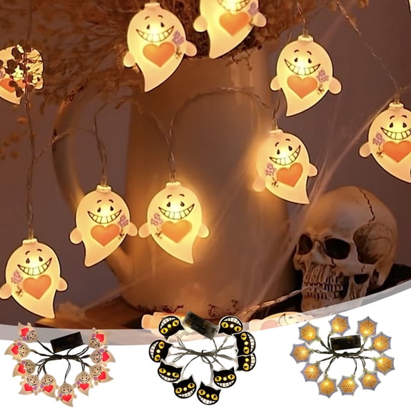 Halloween String Lights 9.84ft 3D Pumpkin Ghost Skull Fairy Lights Battery Operated Waterproof Colored Twinkle Light for Indoor Outdoor Party Home Yard Window Decor