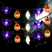 Halloween String Lights Battery Operated 20 Feet 30 LED 3D Pumpkin Bat Ghost Lights with Timer - 8 Light Modes Halloween Decorations Lights for Party Patio Indoor Outdoor (Upgrade)
