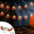 thumbnail image 1 of Halloween String Lights, Battery Powered LED Lights, Pumpkin Bat Ghost Shapes, Weatherproof IP65, 9.84FT Reusable Decorative Lighting for Indoor Outdoor Halloween Party Decor, 1 of 8