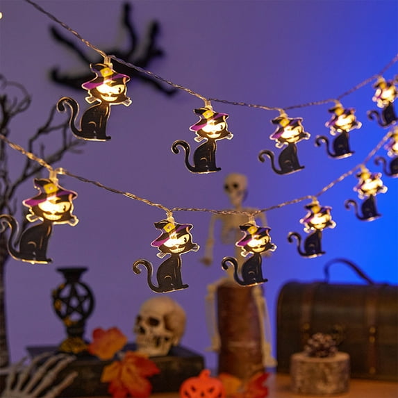 Halloween String Lights Decorations, 5FT 10 LED Halloween Lights, Cute Pumpkin Spider Black Cat Lights for Party Indoor Outdoor Home Decor