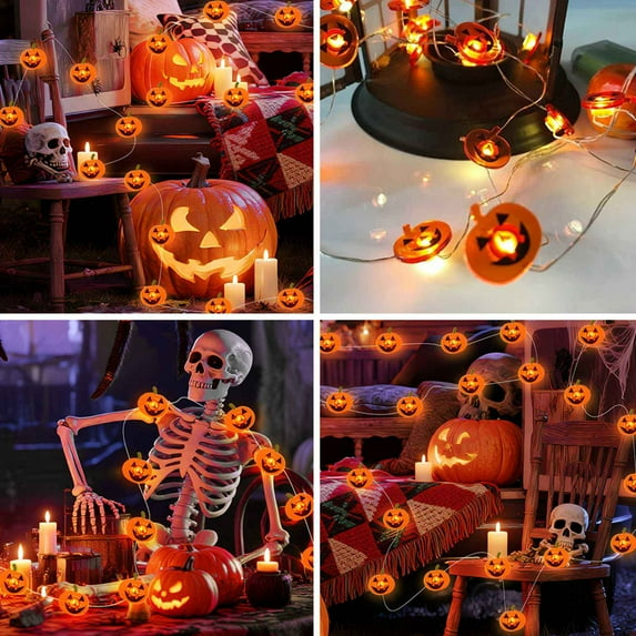 Halloween String Lights Decorations, 9FT 50 LED Halloween Fairy Lights, Battery Operated Waterproof Twinkle Lights for Home Door Porch Indoor Outdoor Party Decor