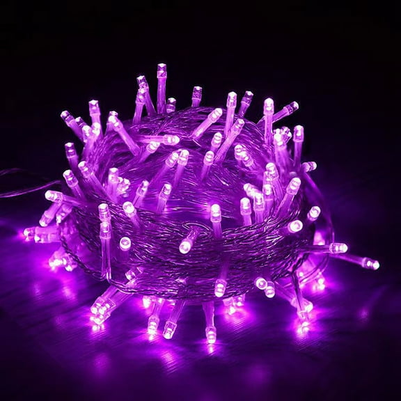 Halloween String Lights Indoor Outdoor, 33FT 100 LED Extendable Clear Wire 8 Modes Twinkle Fairy String Lights Plug in for Christmas Tree Holiday Party Garden Decorations
(Purple)