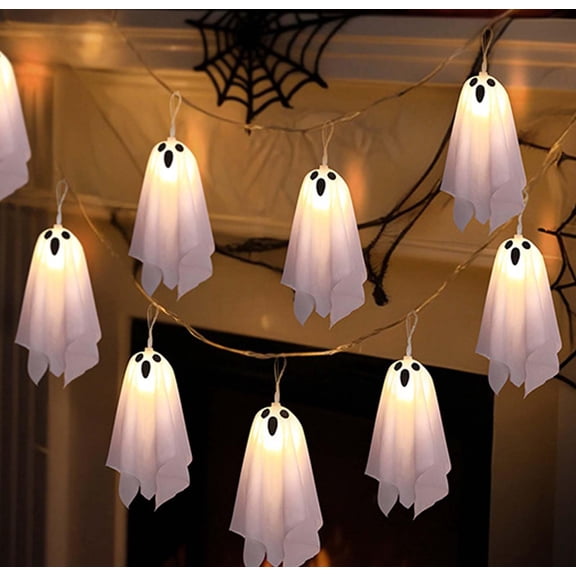 Halloween Ghost String Lights, 8.2ft LED Floating Ghost Lantern, Halloween Decoration Holiday Lights Indoor/Outdoor Decor, Waterproof, Battery Operated for Patio Garden Backyard Party Bedroom Decor