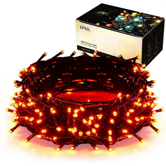 Epesl Waterproof 8 Mode Holiday Lighting, Orange, 46 ft