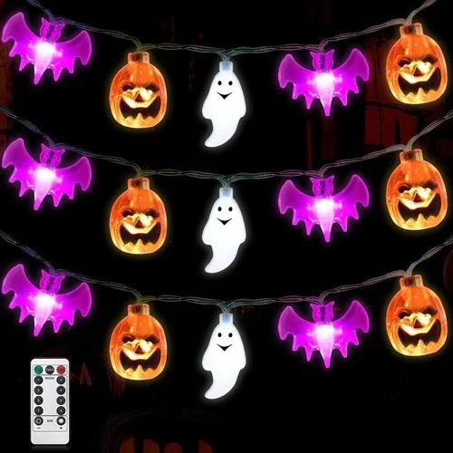 Halloween String Lights Pumpkin Lamp Light Up Indoor Outdoor Garden Party Decor