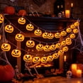 thumbnail image 1 of Halloween String Lights, Spooky Pumpkin LED Light Strings, Waterproof Lighting, Battery Operated Lights for Indoor, Outdoor Yard, Patio Halloween Party Decoration (59in 10 Lights), 1 of 6