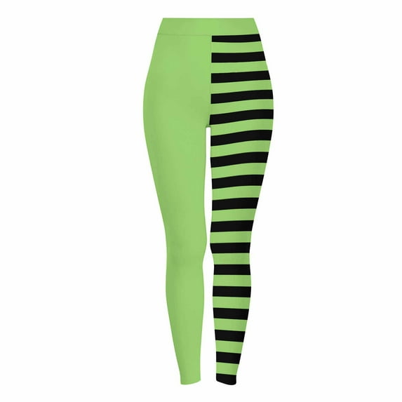Halloween Striped Womens Tights Pant Witch Leggings Slim High Waist Comfy Soft Lounge Tredny Costume Party Trouser S-3XL