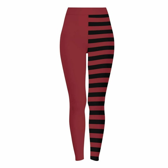 Halloween Striped Womens Tights Pant Witch Leggings Slim High Waist Comfy Soft Lounge Tredny Costume Party Trouser S-3XL