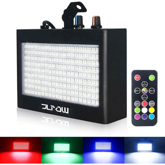 Halloween Strobe Light, JLPOW Ultra Bright RGB LED Strobe Lights (Metal Case), Sound Activated and Remote Control, Speed Adjustable Mini Flash Stage Lighting, Best for DJ Party Bar Show Disco Dance
