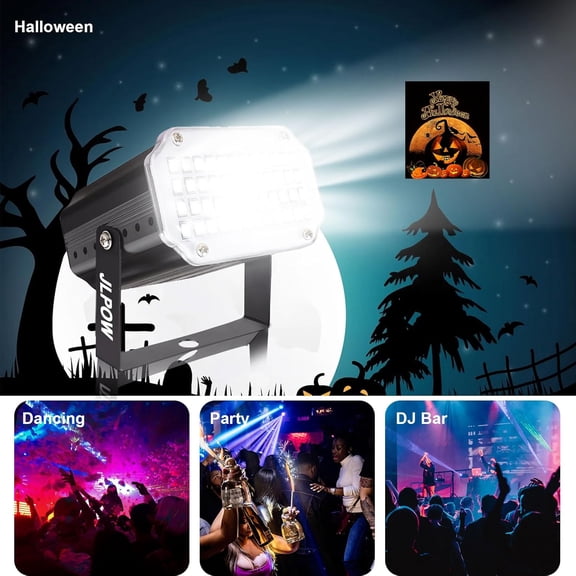 Halloween Strobe Light with Remote, Sound Activated Mini LED Strobe Lights, Super Bright 48 RGB LED, Remote Control Flash Stage Lighting, Best for DJ Home Party Show Club Disco Dance (2-Pack)