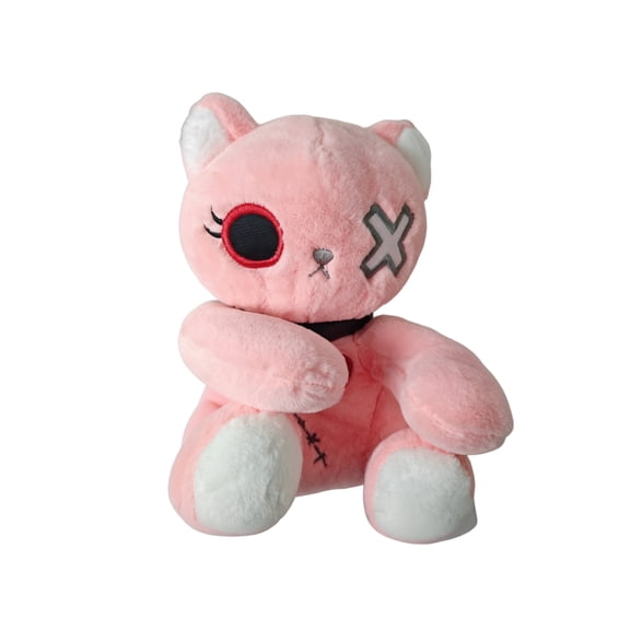 Halloween Stuffed Animal, Stuffed Cat Plush, Cat Stuffed Animal, Pink Halloween Decor, Soft Huggable 9X8X4 Inch Pink Reborn Zombie Cat Plush for Student, Cat Lovers and Daily