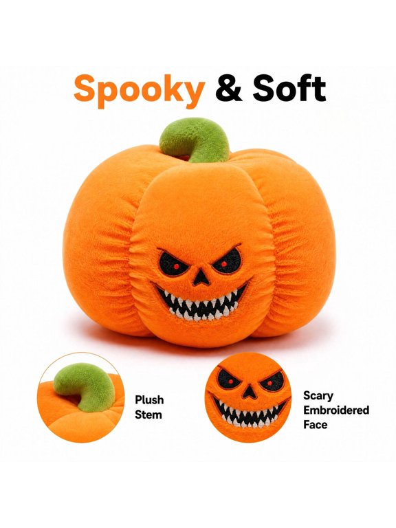 Halloween Stuffed Animal, Stuffed Pumpkin Plush Pillow 4.72*3.94 In, Halloween Party & Room Display, Kids and Holiday Collectors