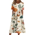 thumbnail image 1 of Halloween Summer Dresses for Women Comfy Funny Halloween Pumpkin Cocktail Dresses Short Sleeve Trendy Relaxed Fit Flowy Midi Halloween Costumes for Women Khaki S, 1 of 6