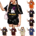 thumbnail image 1 of Halloween Summer Outfits for Children Girls 10-12 Two Piece Outfits Cute Funny Ghost Spider Web Clothing Sets Vacation Short Sleeve Tee Top and Waist Shorts Athletic Activewear Purple 3-4 Years, 1 of 6