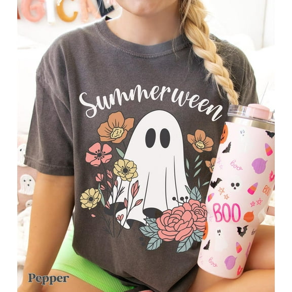 Halloween Summer Shirt, Shirt, Summerween, Halloween Tshirts, Spooky Season, Halloween Outfits Women, Flower Tee