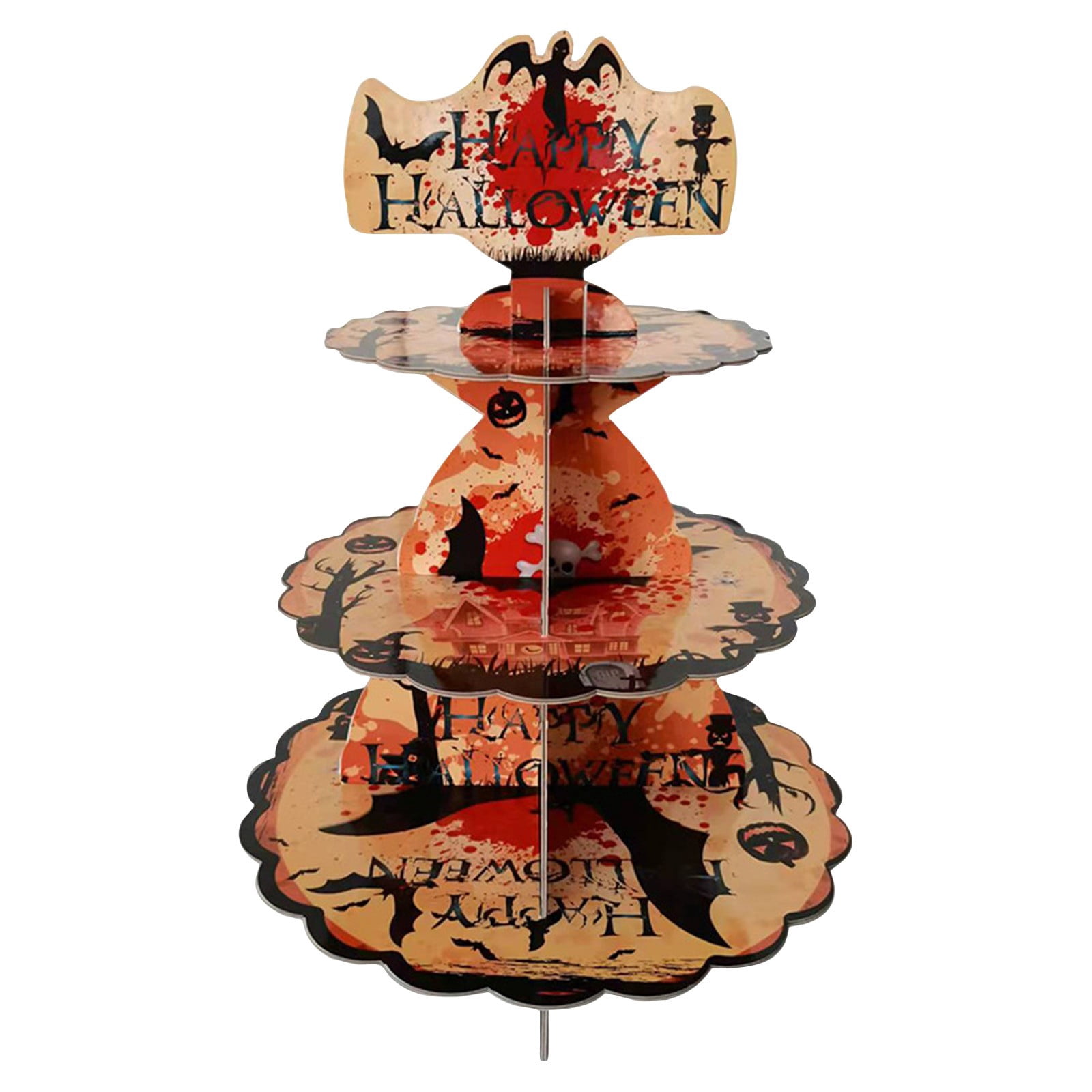 Cholemy 3-Tier Halloween Cupcake Stand - Ghost & Pumpkin Design, Cardboard, Easy Assembly, 19.8 Inches Tall - View #2