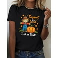 thumbnail image 1 of Halloween Support Local T Shirt Scarecrow Pumpkin Graphic Womens Fall Seasonal Breathable Black S-5XL, 1 of 5