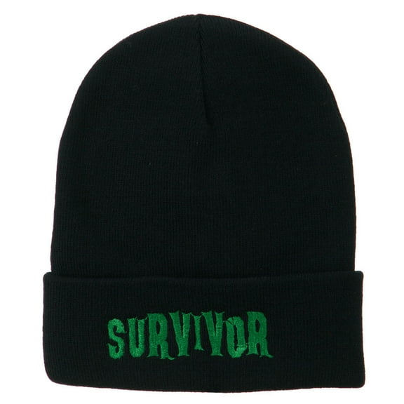 Halloween Survivor Embroidered Long Beanie - Navy OSFM