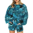 thumbnail image 1 of Halloween Sweat Shorts Sets Womens Pumpkin/Ghost/Bats Printed Funny Cute Holiday Party Outfits 2 Piece Sweatsuits (S, Blue), 1 of 3
