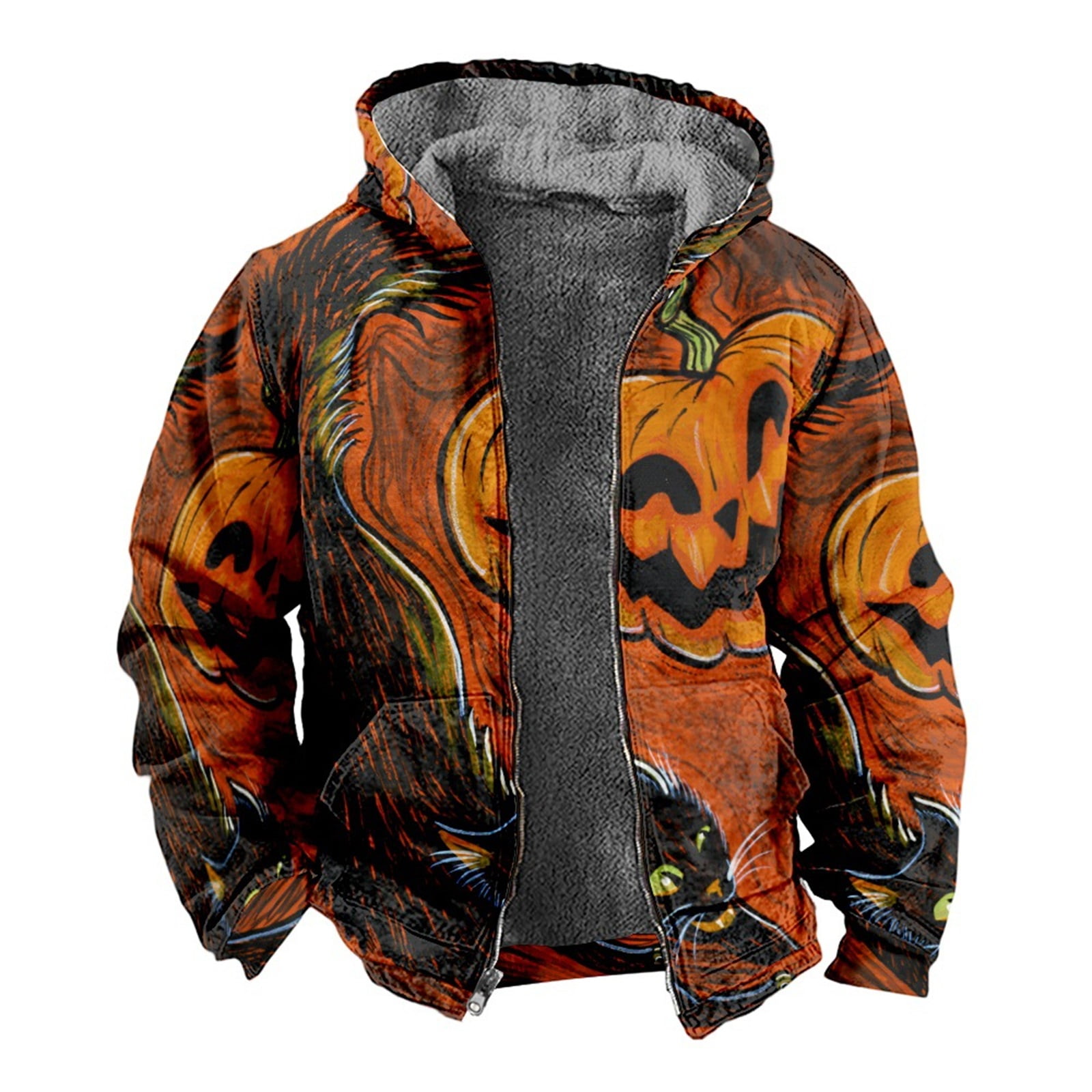 Sweater Male Autumn And Winter All Saints Day Printing Simple Plus Velvet Thick Coat Jacket Tops Walmart