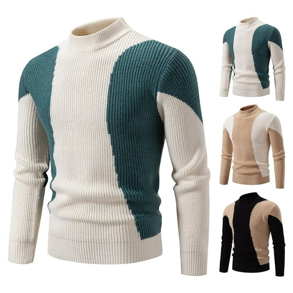 Halloween Sweaters for Men Solid Color Round Neck Sweater Pullover Knitted Sweater Warm And Casual Long Sleeved Top Winter Clothes Casual Fall Outfits on Clearance