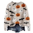 thumbnail image 1 of Halloween Sweaters For Women Autumn Winter Halloween Printed Pullover Top Long Sleeve Crewneck Oversized Sweatshirt High-Quality Looped Pile Fabric Perfect For Casual Daily Outfits Women Sweaters, 1 of 9