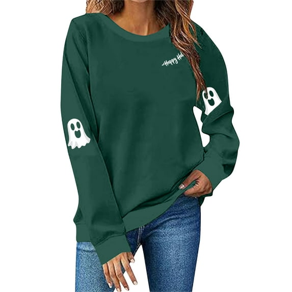 Halloween Sweaters For Women Cute Fall Oversized Crewneck Graphic Long Sleeve Funny Pullover Halloween Sweatshirt With Cat Prints Soft Polyester Perfect For Fall Festivities Women Sweaters