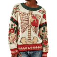 thumbnail image 1 of Halloween Sweaters for Women Skeleton Floral Graphic Skull Sweater, Halloween Sweater,Skeleton Sweater Long Sleeve Gothic Pullover Vintage Skull Sweaters Fall Casual Outfits, 1 of 1