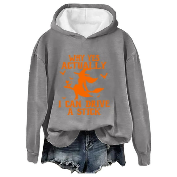 Halloween Sweaters for Women Stick Print Long Sleeve Hoodie Soft Breathable Halloween Themed Casual Loose Simple Elegant Fashion for Fall Holiday Party Top L Hoodies for Women