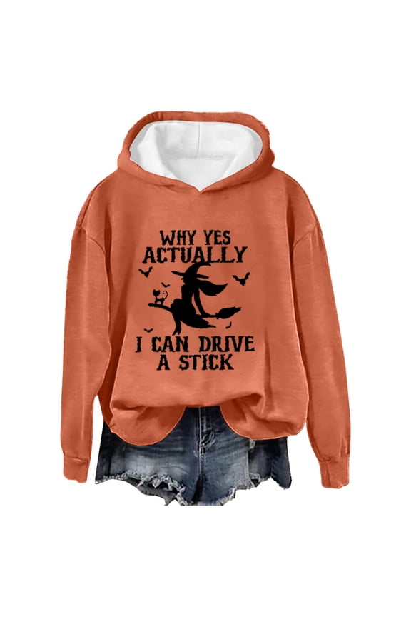 Halloween Sweaters for Women Stick Print Long Sleeve Hoodie Soft Breathable Halloween Themed Casual Loose Simple Elegant Fashion for Fall Holiday Party Top L Hoodies for Women