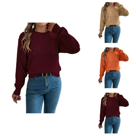 Halloween Sweaters for Women 2025 Pumpkin Face Long Sleeve Crewneck Knitted Jumper Tops Womens Pullover Sweaters