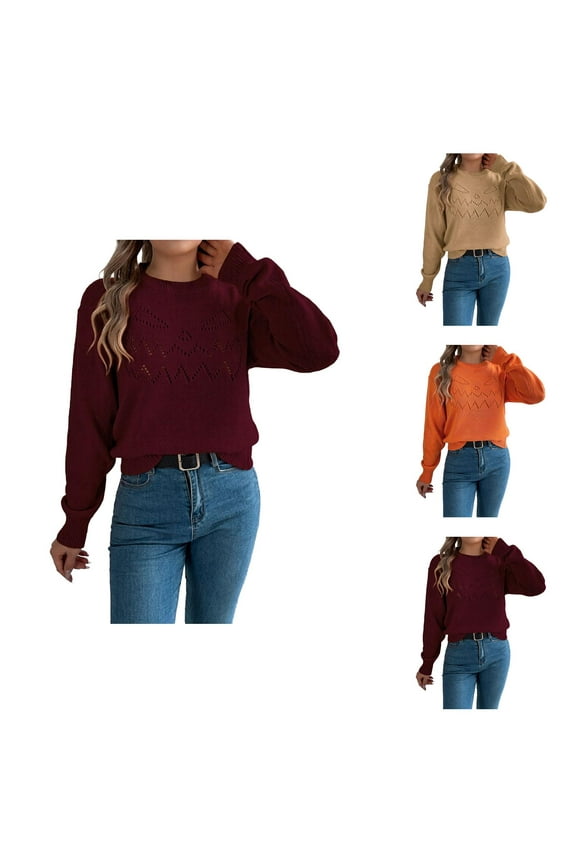 Halloween Sweaters for Women 2025 Pumpkin Face Long Sleeve Crewneck Knitted Jumper Tops Womens Pullover Sweaters