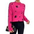thumbnail image 1 of Halloween Sweaters for Women Long Sleeve Crewneck Sweater Knitted Pullover with Graphic Alsol Lamesa, 1 of 6