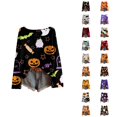 thumbnail image 1 of Halloween Sweaters for Women Long Sleeve Funny Print Crewneck Drop Shoulder Oversized Pullover Sweater Knit Tops, 1 of 4