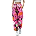 thumbnail image 1 of Halloween Sweatpants Women Cute Funny Pumpkin Ghost Graphic Print Joggers Drawstring Casual Tapered Pants with Pockets Z004-Hot Pink M, 1 of 4