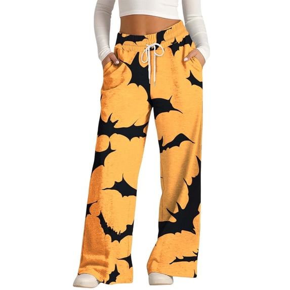 Halloween Sweatpants for Women Lightweight Running Sport Printed Halloween Wide Leg Pants for Women