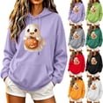thumbnail image 1 of Halloween Sweatshirt Fall Womens Hoodies Ghost Pumpkin Graphic Pullover Casual Long Sleeved Hooded Sweatshirt with Pockets Halloween Holiday Clothes, 1 of 6