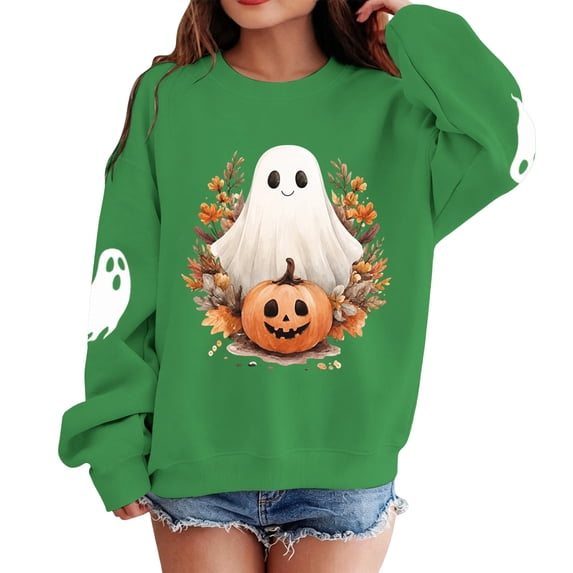 Halloween Sweatshirt For Boys Girls, Cute Crewneck Kids Tops Long Sleeve Festival Preppy Pullover Sweater