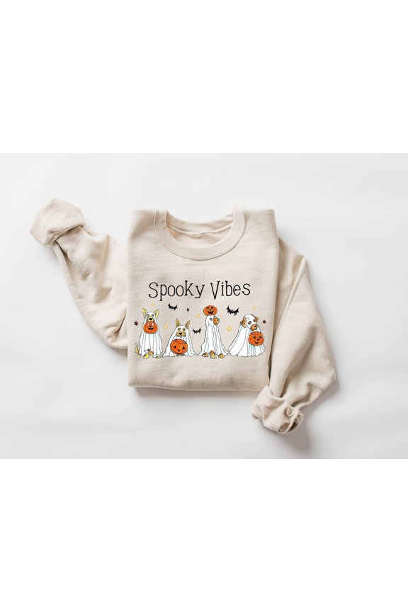 Halloween Sweatshirt,Halloween Sweater,Ghost Sweatshirt,Halloween Dog Sweatshirt