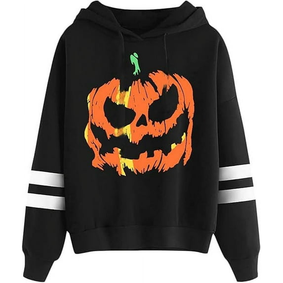 Halloween Sweatshirt Spoof Pumpkin Lantern Print Hoodie With Pockets SIZES XS-XL