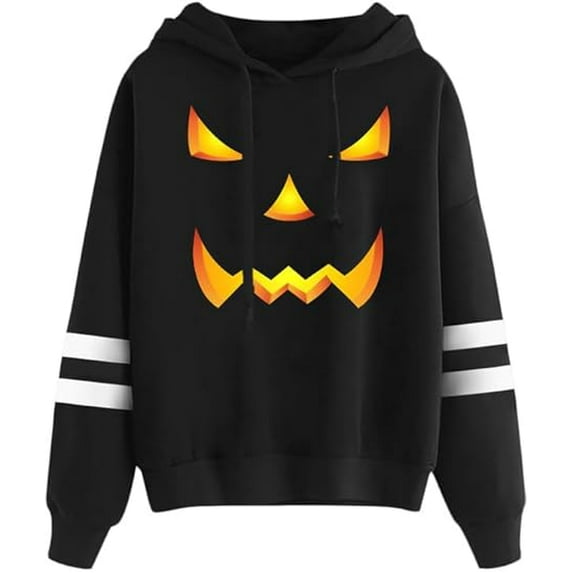 Halloween Sweatshirt Spoof Pumpkin Lantern Print Hoodie With Pockets SIZES XS-XL